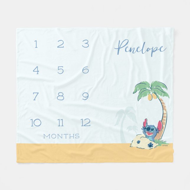 Disney's Stitch | Baby Monthly Milestone Fleece Blanket (Front (Horizontal))