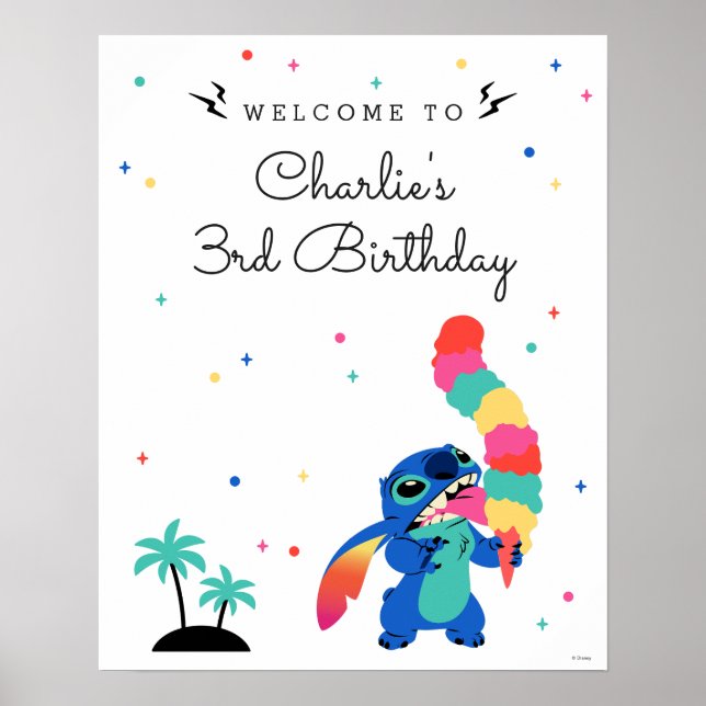 Disney's Stitch | Ice Cream Birthday Welcome Poster (Front)