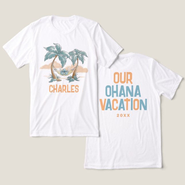 Disney's Stitch Tropical Ohana Vacation - Custom Tri-Blend Shirt (Design Front & Back)