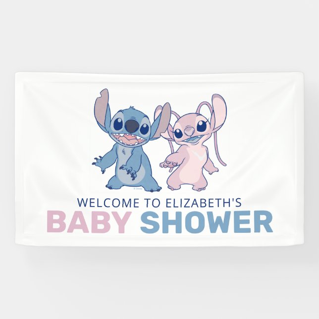 Disney's Stitch | Twins Baby Shower Welcome Banner (Horizontal)