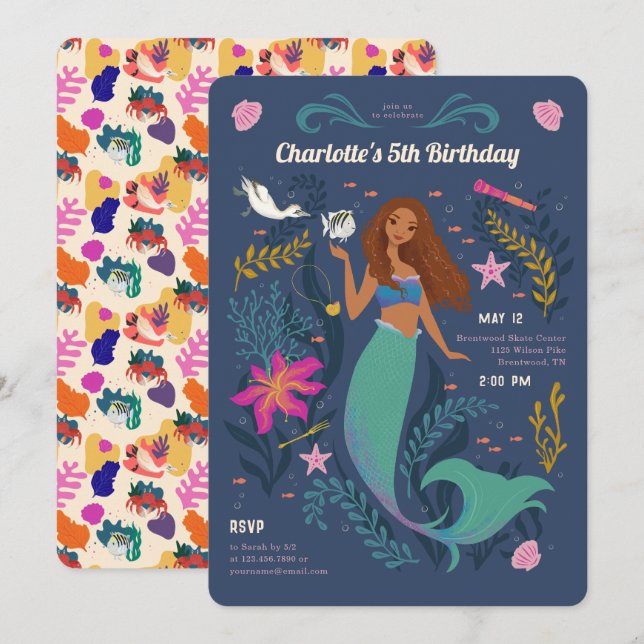 Disney's The Little Mermaid Under the Sea Birthday Invitation (Front/Back)