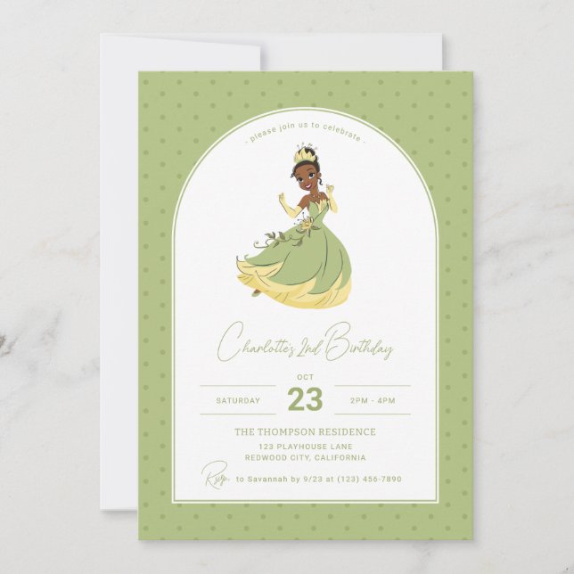 Disney's Tiana | Polka Dot Girl's Birthday Invitation (Front)