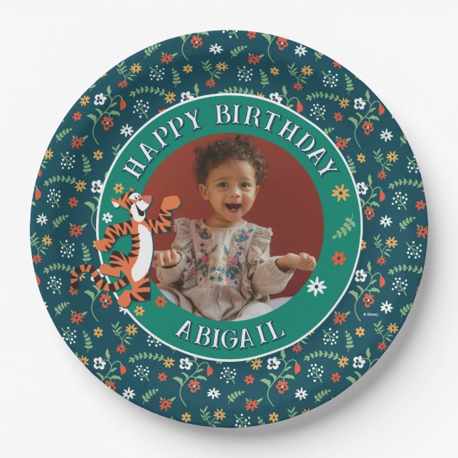 Disney's Tigger Whimsical Birthday Photo Paper Plate (Front)