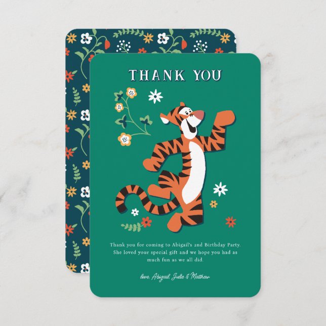 Disney's Tigger Whimsical Birthday  Thank You Card (Front/Back)
