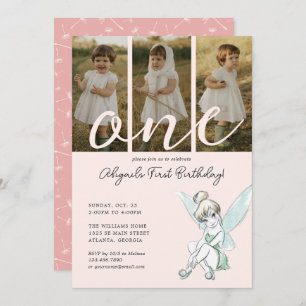 Disney's Tinker Bell 1st Birthday   Photo Collage Invitation