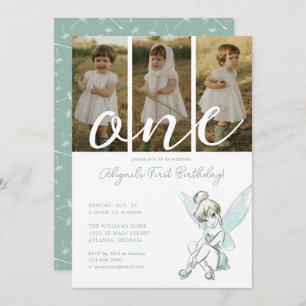 Disney's Tinker Bell 1st Birthday   Photo Collage Invitation