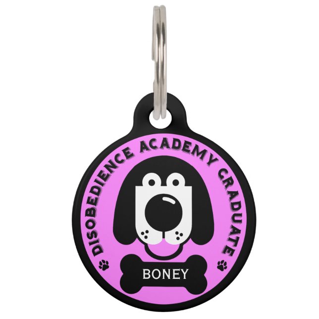 Disobedience Dog School Funny Pet Tag (Front)