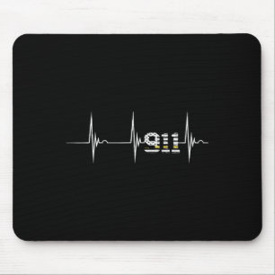 Dispatcher 911 Vintage Usa Flag Heartbeat Ekg Puls Mouse Pad