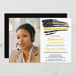 Dispatcher Custom Photo Thin Gold Line Retirement  Invitation