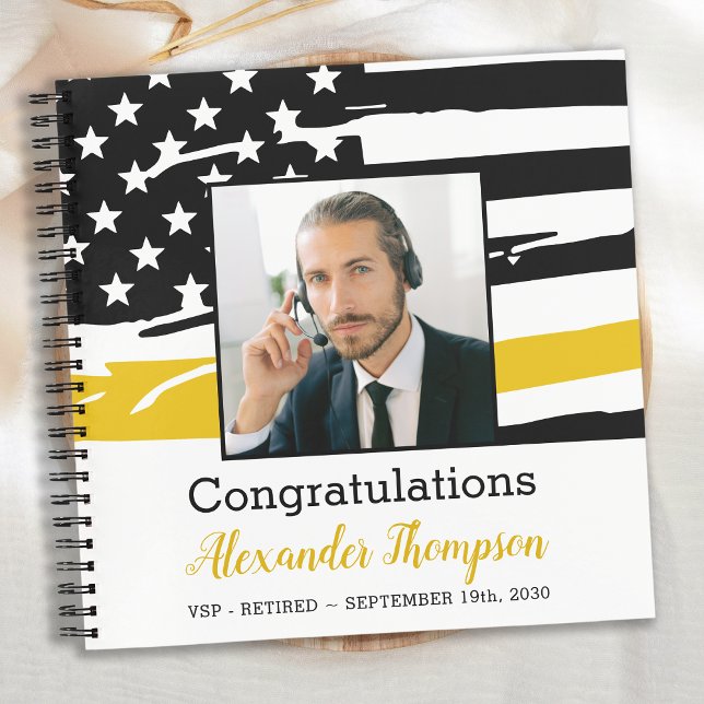 Dispatcher Retirement Photo Thin Gold Line Guest Notebook (Creator Uploaded)