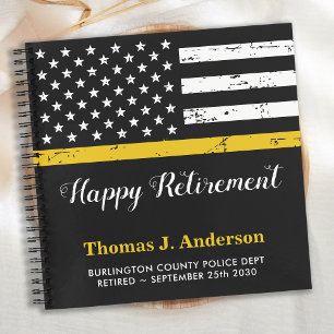 Dispatcher Retirement Thin Gold Line Flag Guest Notebook