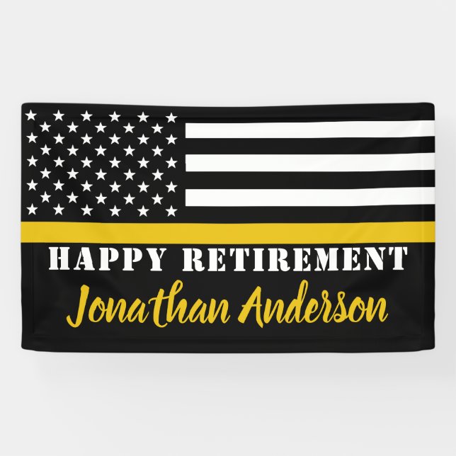 Dispatcher Thin Gold Line Personalized Retirement  Banner (Horizontal)