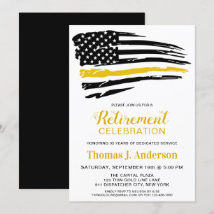 Dispatcher Thin Gold Line Personalized Retirement  Invitation
