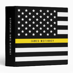 Dispatcher Thin Yellow Line American Flag Add Name Binder