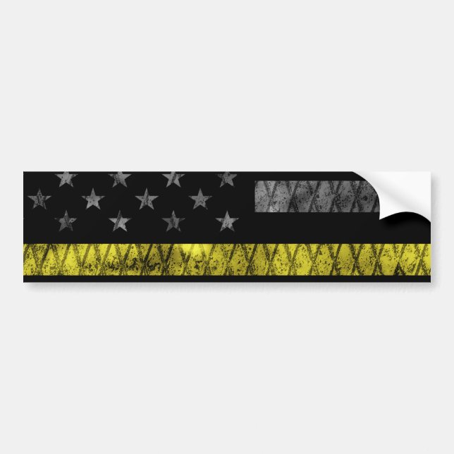 Dispatcher Thin Yellow Line Flag Bumper Sticker (Front)