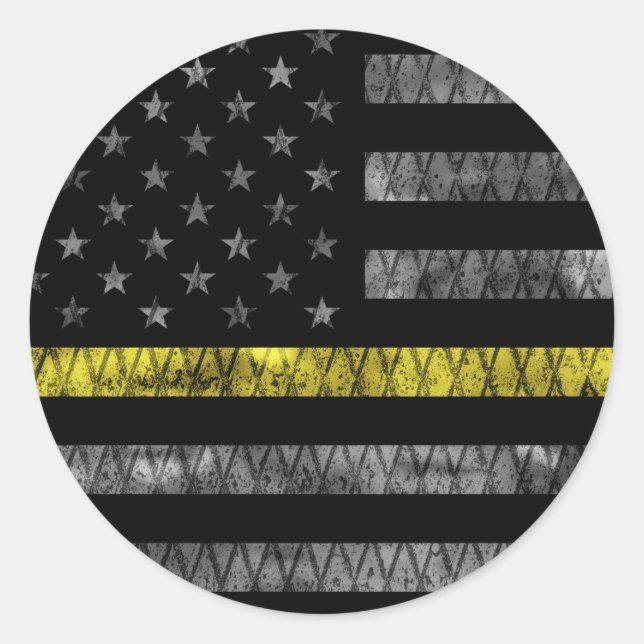 Dispatcher Thin Yellow Line Flag Classic Round Sticker (Front)