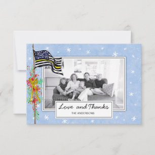 Dispatcher Thin Yellow Line Flag Family Photo Thank You Card