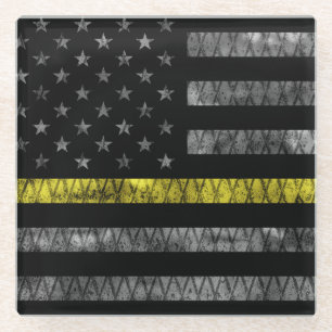Dispatcher Thin Yellow Line Flag Glass Coaster
