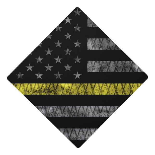 Dispatcher Thin Yellow Line Flag Graduation Cap Topper (Front)