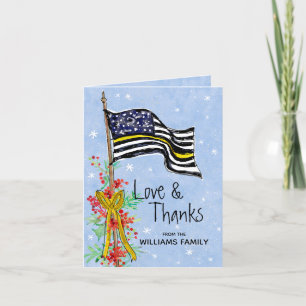 Dispatcher Thin Yellow Line Flag Holly Family Name Thank You Card