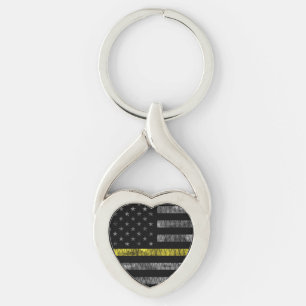 Dispatcher Thin Yellow Line Flag Keychain