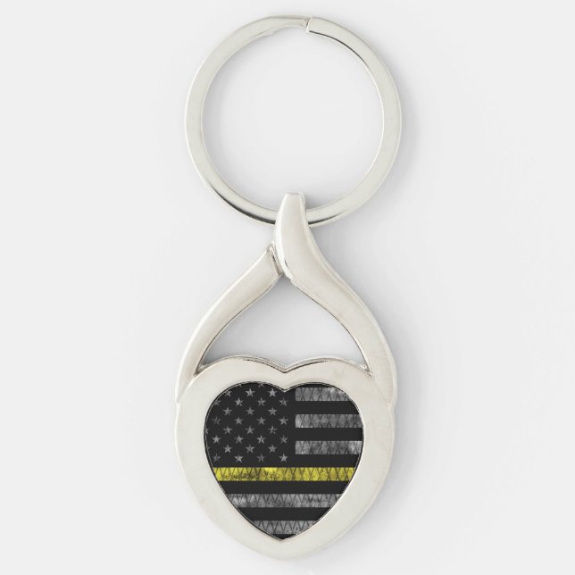 Dispatcher Thin Yellow Line Flag Keychain (Front)