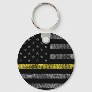 Dispatcher Thin Yellow Line Flag Keychain