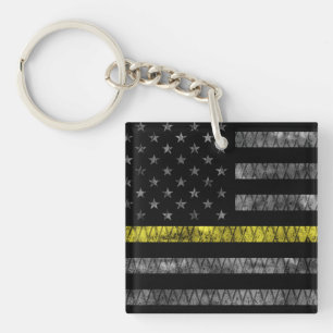 Dispatcher Thin Yellow Line Flag Keychain