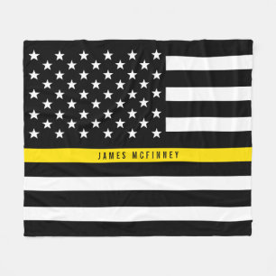 Dispatcher Thin Yellow Line Flag Monogram Med Fleece Blanket