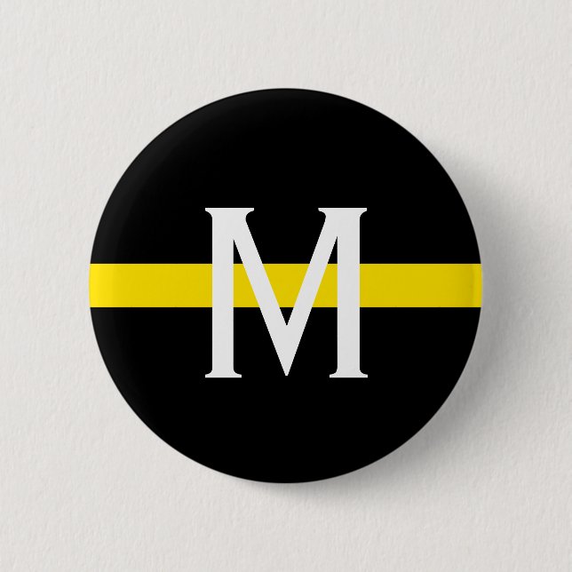Dispatcher Thin Yellow Line Monogram 2 Inch Round Button (Front)