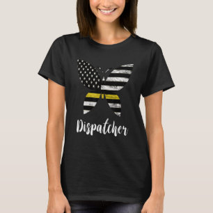 Dispatcher Usa America Flag Butterfly Freedom 911  T-Shirt