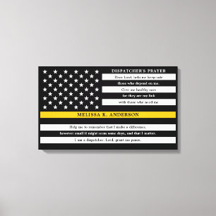 Dispatcher's Prayer Personalized Thin Gold Line Canvas Print