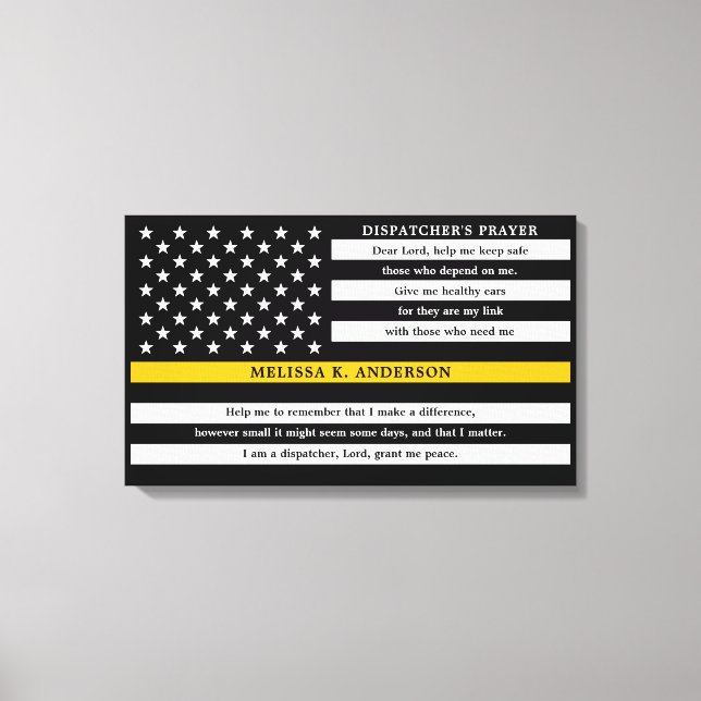 Dispatcher's Prayer Personalized Thin Gold Line Canvas Print (Front)