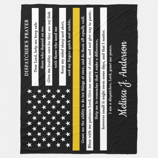 Dispatchers Prayer Personalized Thin Gold Line Fleece Blanket (Front)