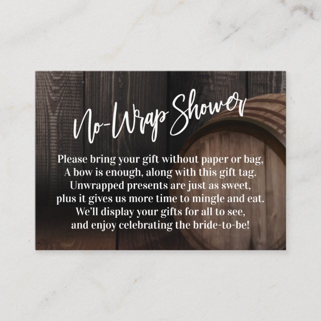 Display Bridal Shower Gift Card Wood Barrel Card (Front)