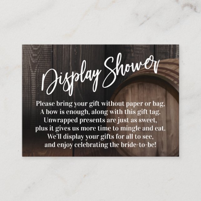 Display Bridal Shower Gift Card Wood Barrel Card (Front)