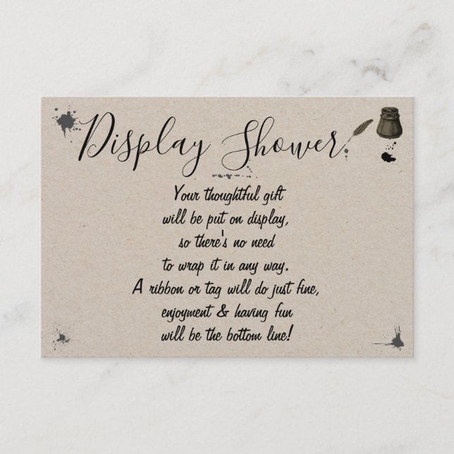 Display Bridal Wedding Shower Pen & Inkwell  Enclosure Card (Front)