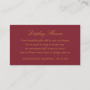 Display Shower Custom Colours Burgundy and Gold Enclosure Card