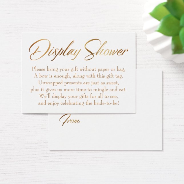 Display Shower Elegant Gold Script Gift Tag Card (Desk)