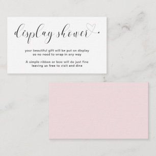 Display Shower Girl Heart Pink Simple Baby Shower Enclosure Card