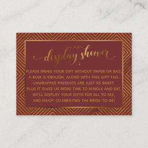 Display Shower Heart Gold Script Gift Tag Burgundy Enclosure Card