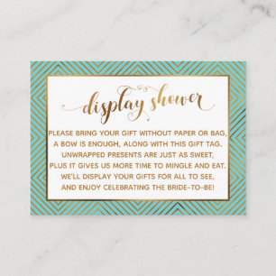 Display Shower Heart Gold Script Tag, Turquoise Enclosure Card
