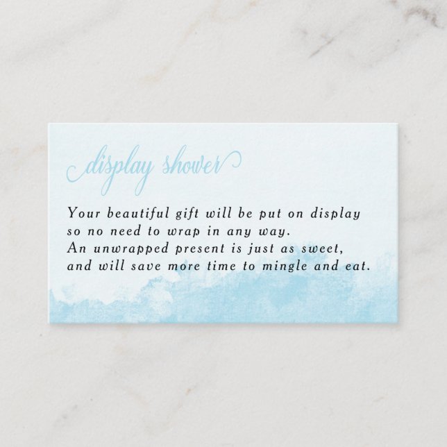Display Shower Ink Wash Texture Baby Blue Enclosure Card (Front)