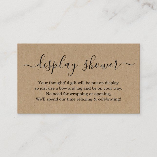 Display Shower Insert for Invitation  Rustic Kraft (Front)