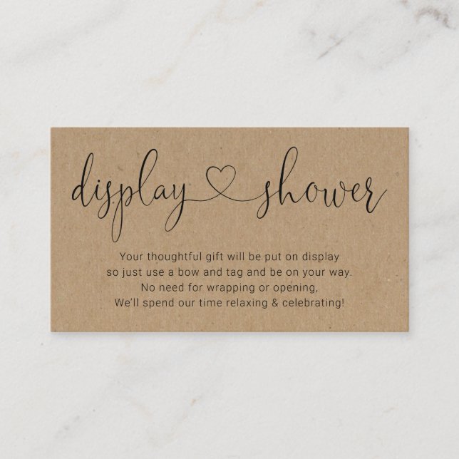 Display Shower Insert for Invitation  Rustic Kraft (Front)