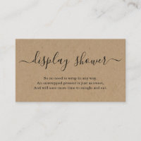 Display Shower Insert for Invitation  Rustic Kraft