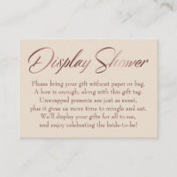 Display Shower Rose Gold on Ivory Insert Tag Card