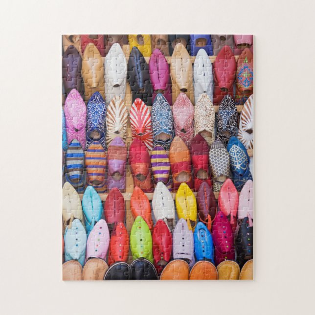 Displayed shoes in a shop in the souks jigsaw puzzle (Vertical)
