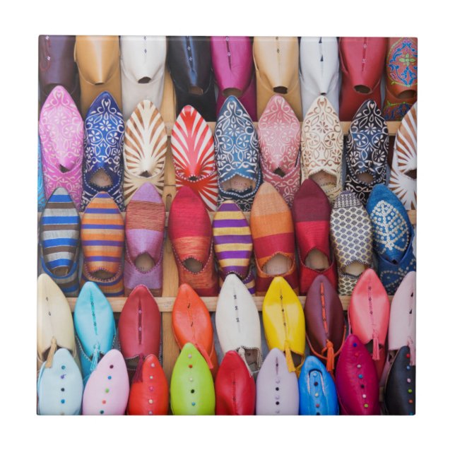 Displayed shoes in a shop in the souks tile (Front)