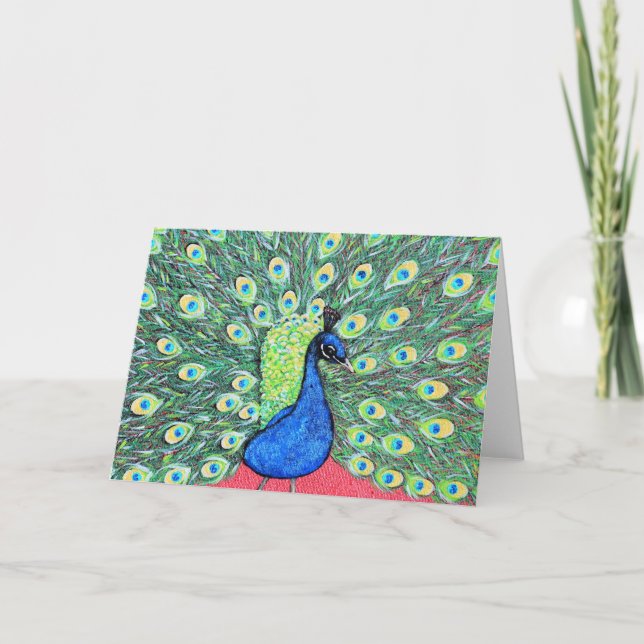 Displaying Peacock Painting Card (Front)